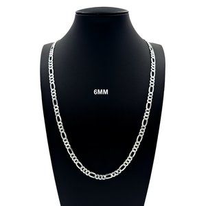 Real 925 SOLID Sterling Silver 6mm Figaro Link Chain Necklace 22" inch